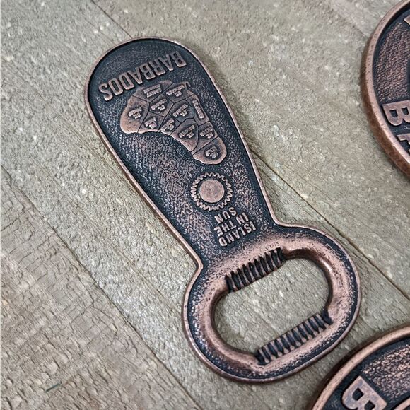 Metal coaster set, copper color vacation souvenir coaster, Barbados coasters - Picture 2 of 7